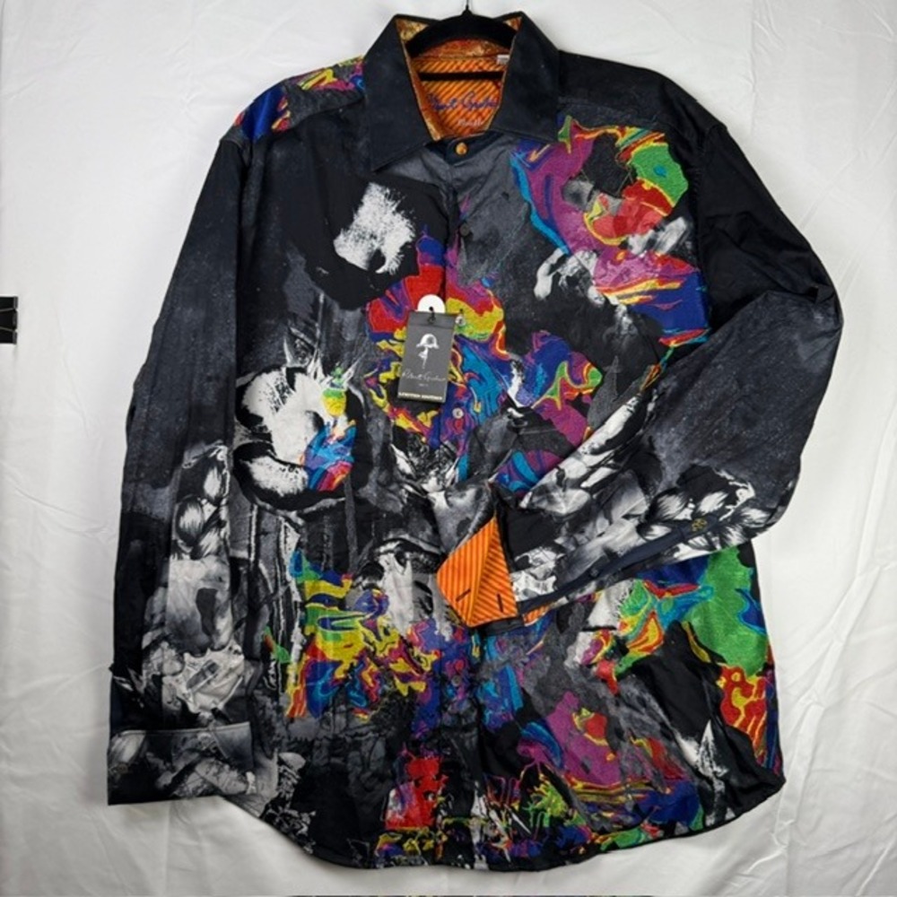 NWT Robert Graham Tokyo Sonic Sport Shirt Limited Edition Embroidered Black 3XL